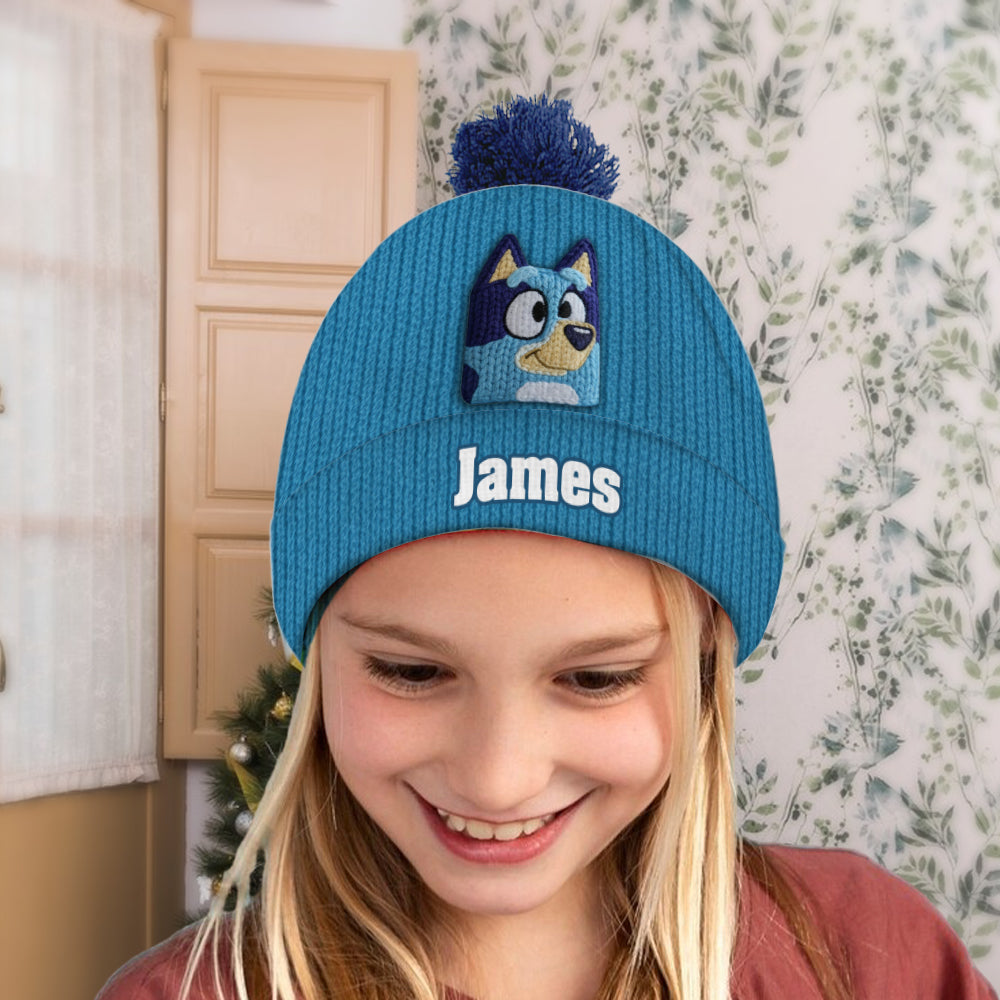 Blue Dog - Personalized Kid Beanie Hat