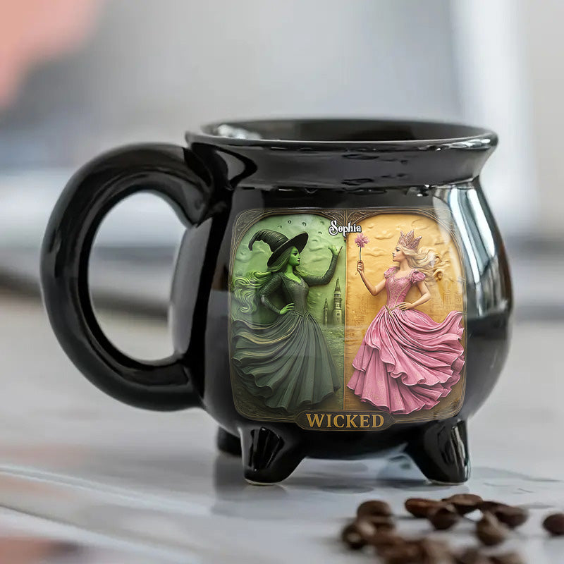 Changed For Good Witch & Princess - Personalized Green and Pink Cauldron Mug