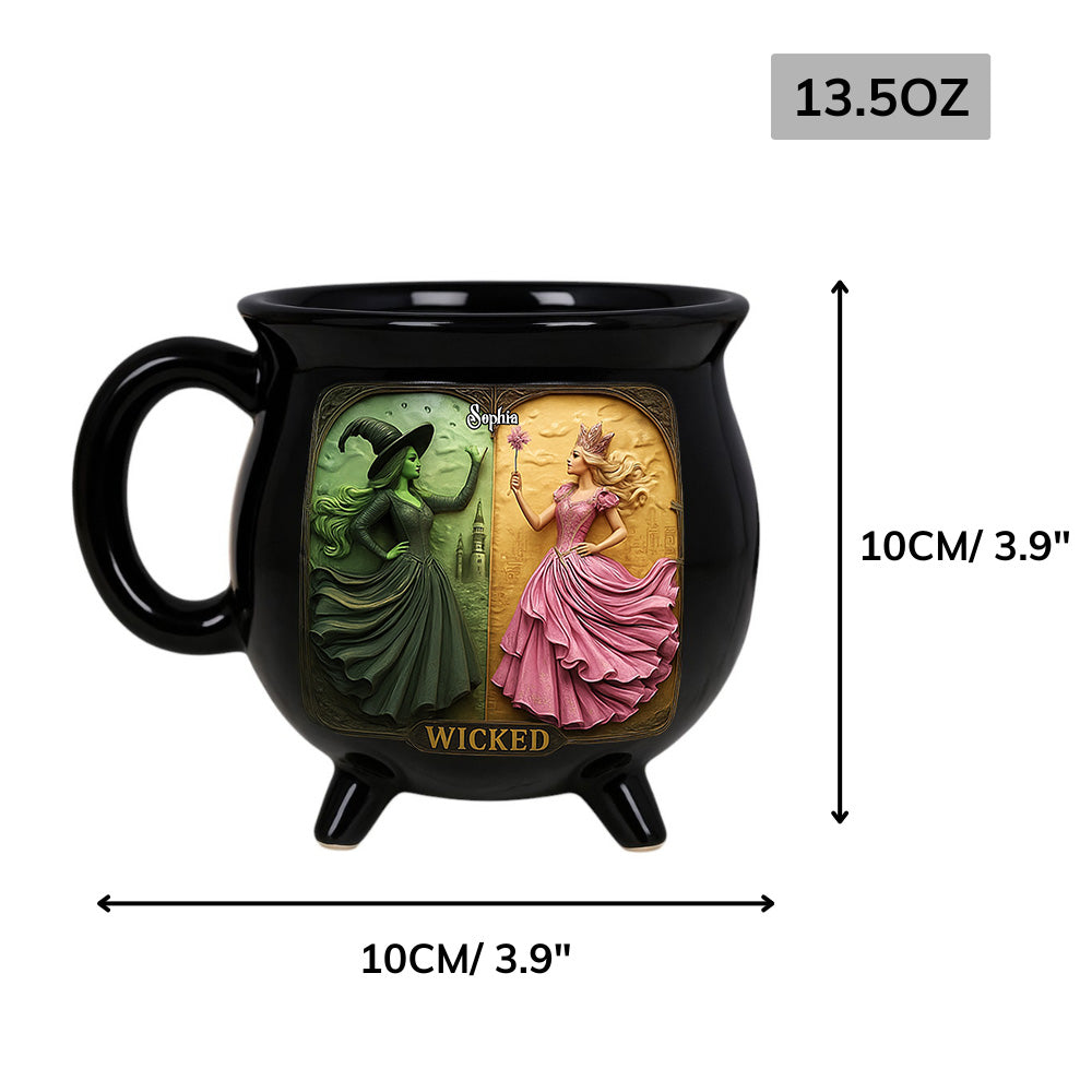 Changed For Good Witch & Princess - Personalized Green and Pink Cauldron Mug