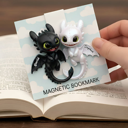 Fantasy Dragons - Personalized Shaped Magnetic Bookmark