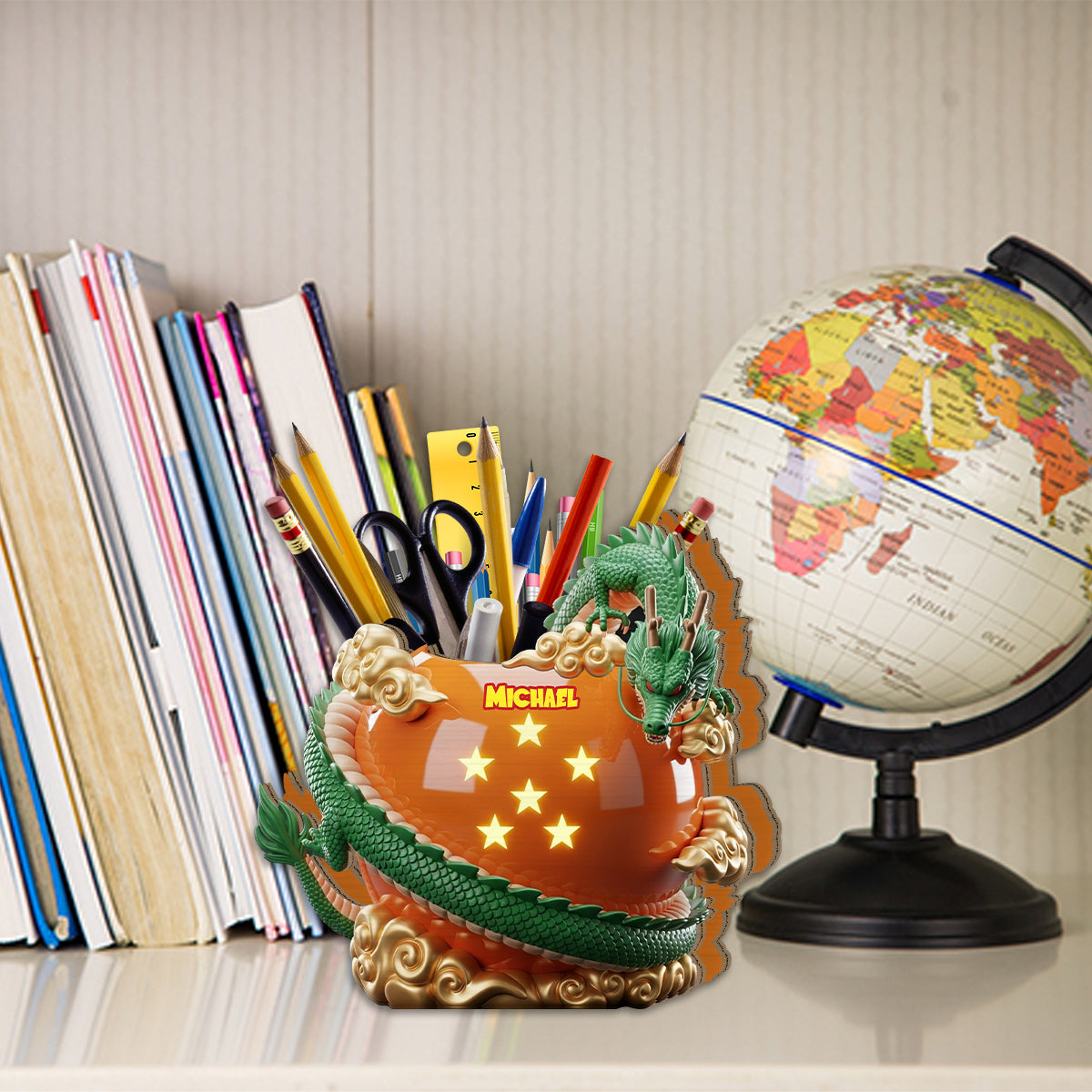 Amazing Dragon - Personalized Seven Balls Wooden Pen Holder