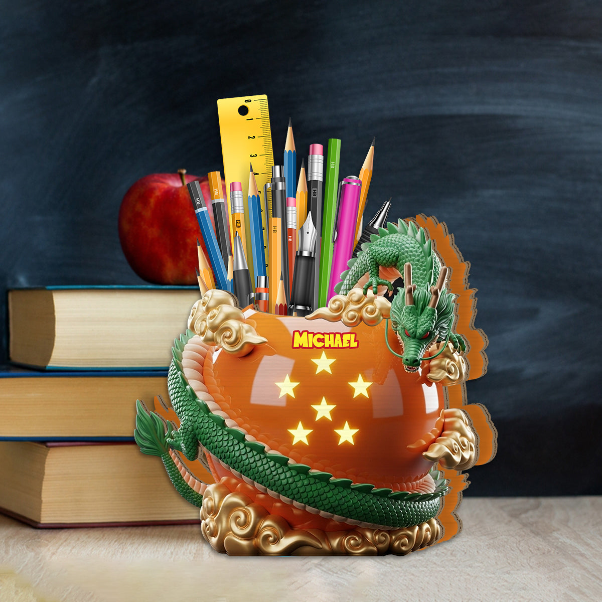 Amazing Dragon - Personalized Seven Balls Wooden Pen Holder