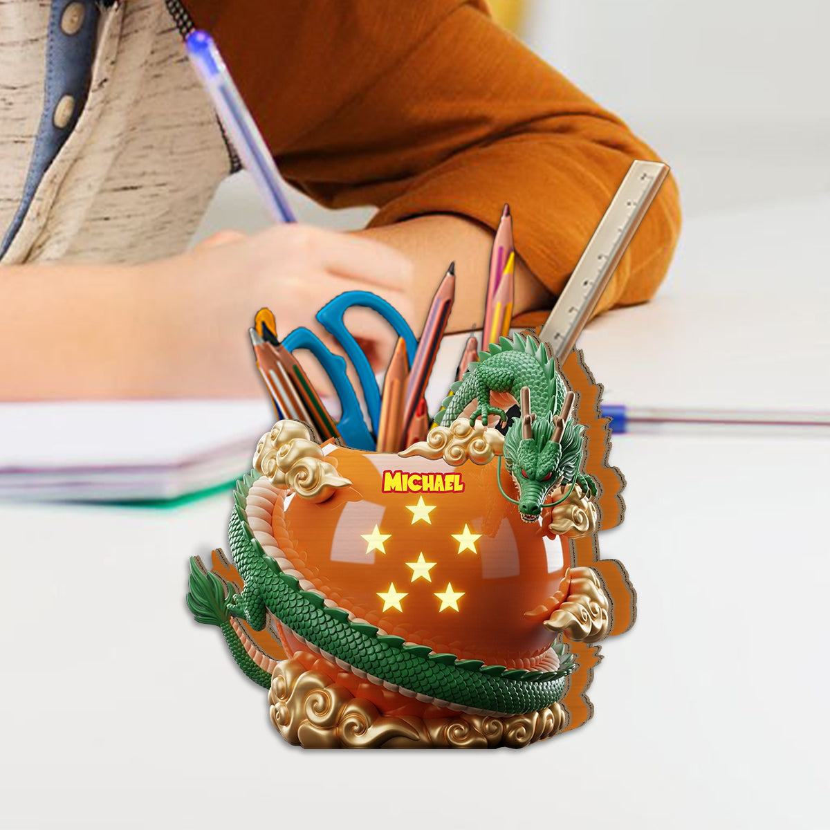 Amazing Dragon - Personalized Seven Balls Wooden Pen Holder
