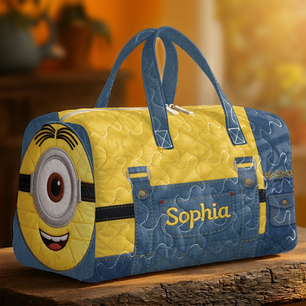 Cute Yellow Monster - Personalized Quilted Duffle Bag
