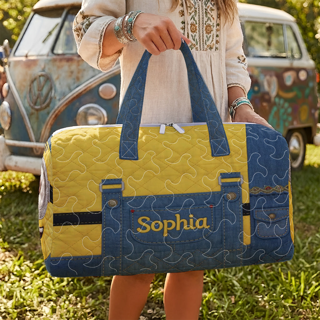 Cute Yellow Monster - Personalized Quilted Duffle Bag