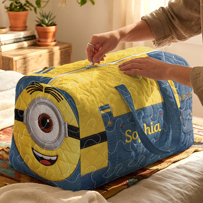 Cute Yellow Monster - Personalized Quilted Duffle Bag