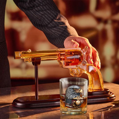 250th Anniversary - Personalized Veteran Gun Decanter With Whiskey Glass