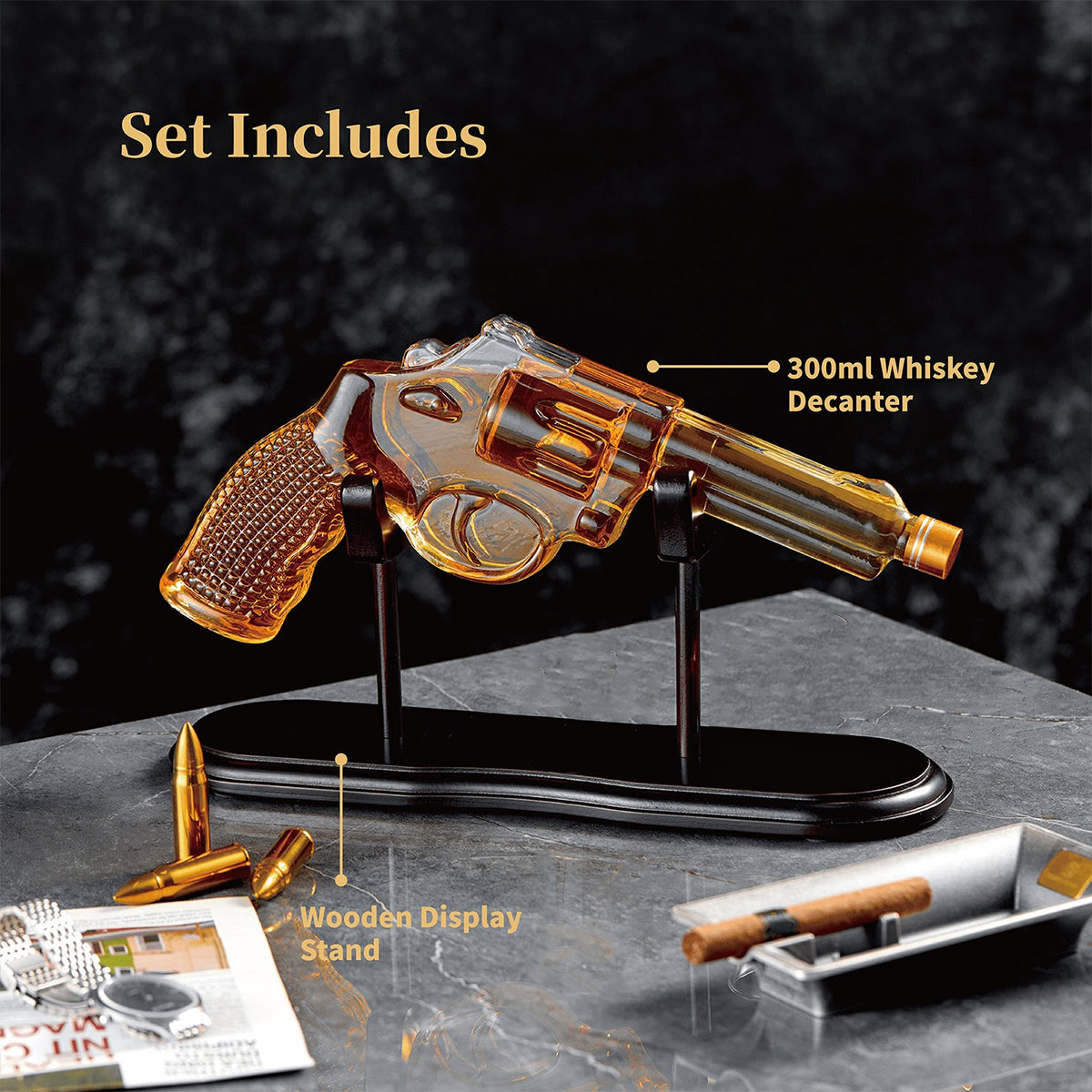 250th Anniversary - Personalized Veteran Gun Decanter With Whiskey Glass