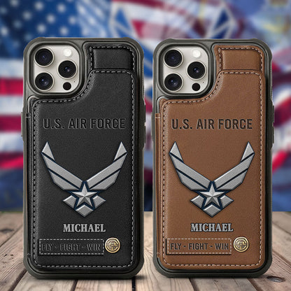 Fly · Fight · Win - Personalized Veteran Wallet Phone Case