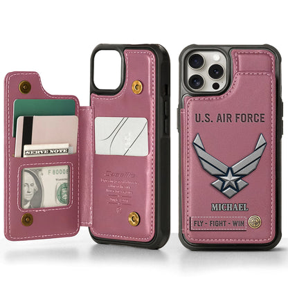Fly · Fight · Win - Personalized Veteran Wallet Phone Case