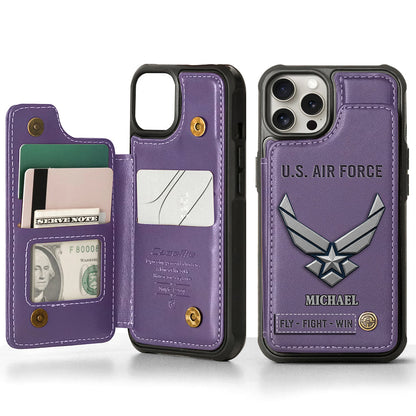 Fly · Fight · Win - Personalized Veteran Wallet Phone Case