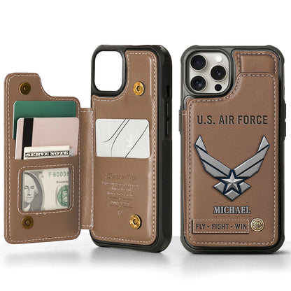 Fly · Fight · Win - Personalized Veteran Wallet Phone Case