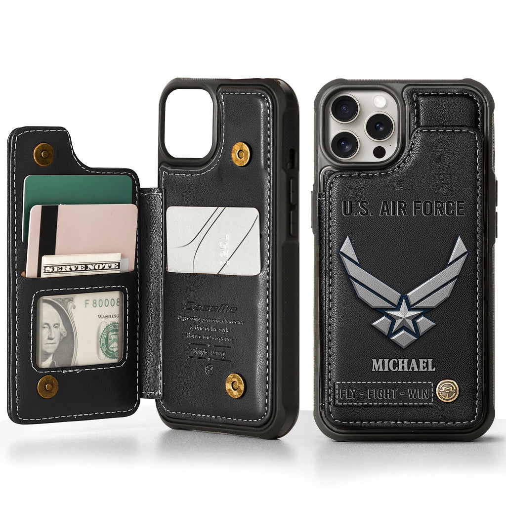 Fly · Fight · Win - Personalized Veteran Wallet Phone Case