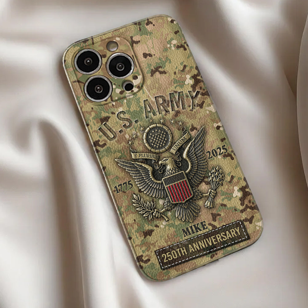 250th Anniversary - Personalized Veteran Leather Phone Case