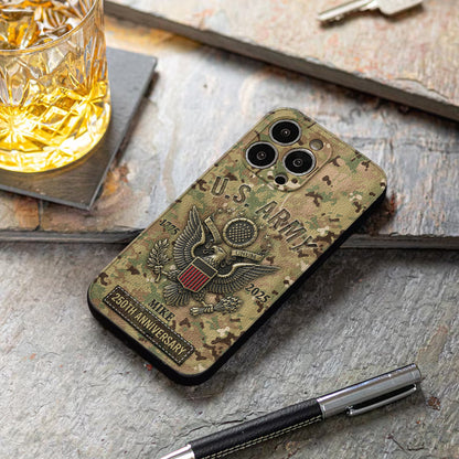 250th Anniversary - Personalized Veteran Leather Phone Case