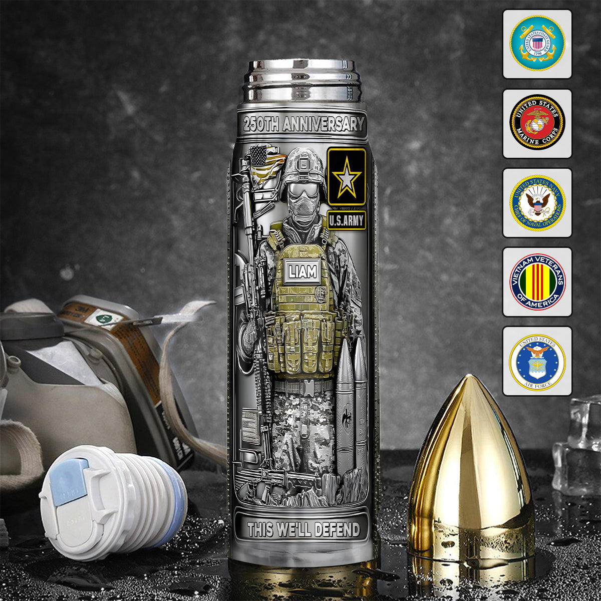 250th Aniversary - Personalized Veteran Bullet Tumbler