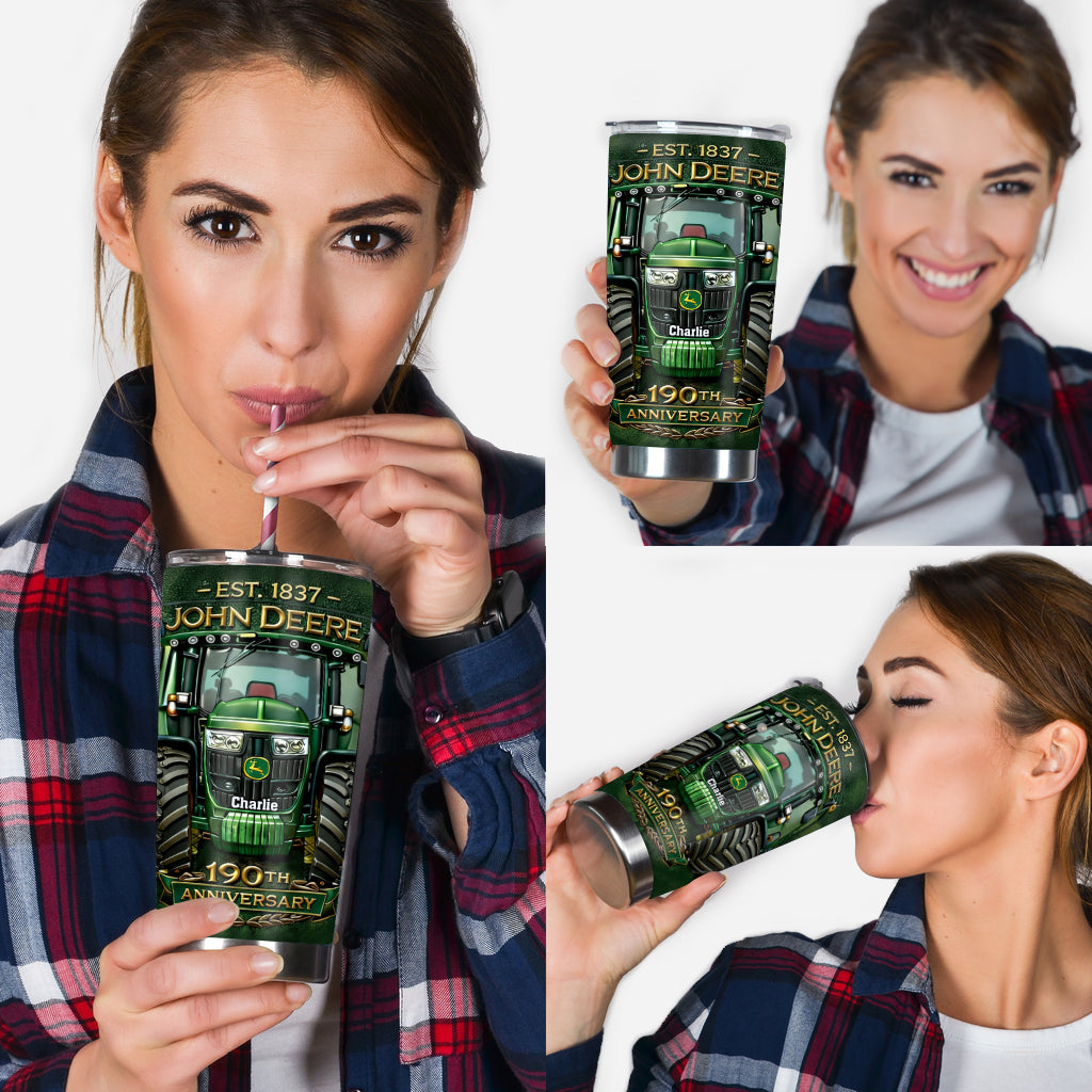 Green Tractor 190th Anniversary - Personalized Tractor Tumbler