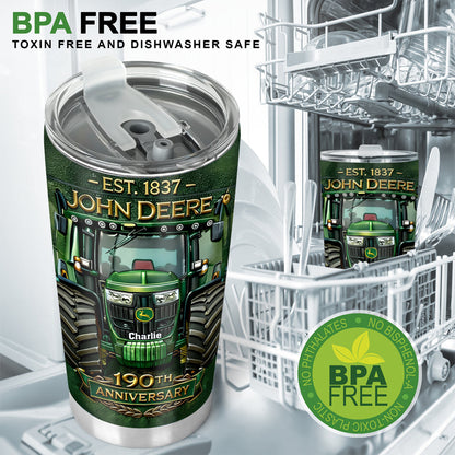 Green Tractor 190th Anniversary - Personalized Tractor Tumbler