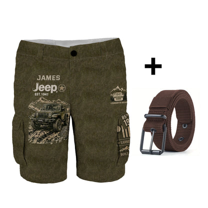 Jeep 85th Anniversary - Personalized Car Cargo Shorts With Belt