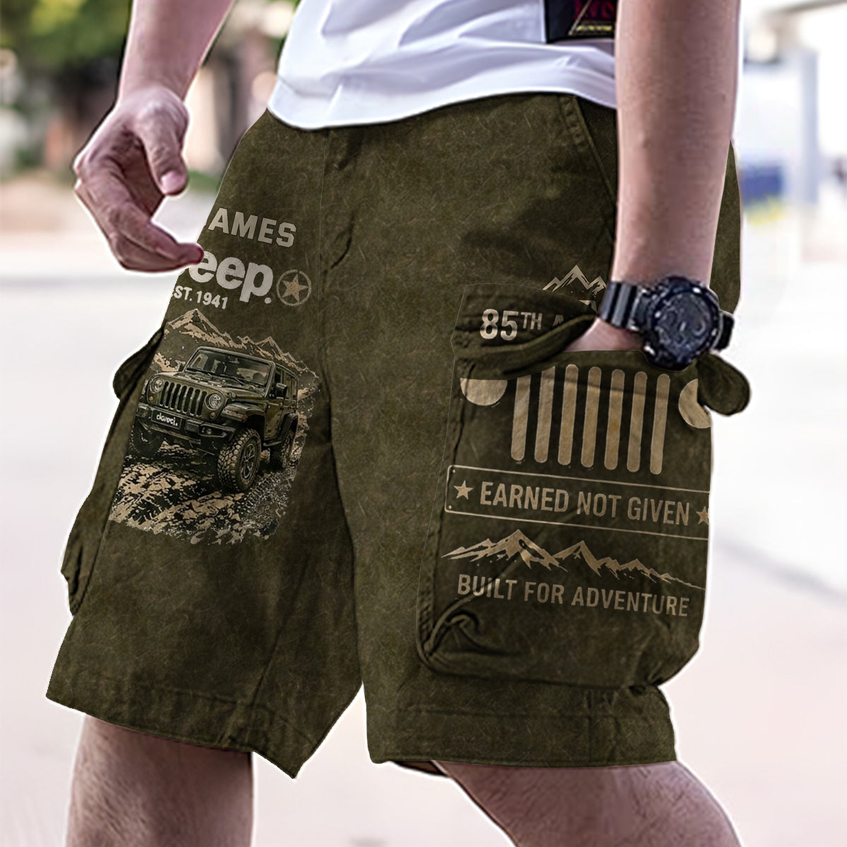 Jeep 85th Anniversary - Personalized Car Cargo Shorts With Belt
