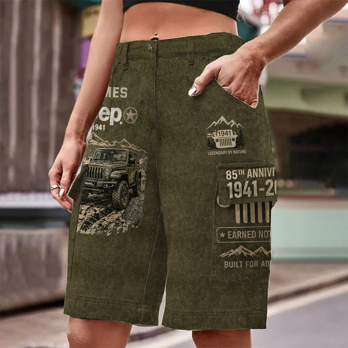 Jeep 85th Anniversary - Personalized Car Cargo Shorts With Belt