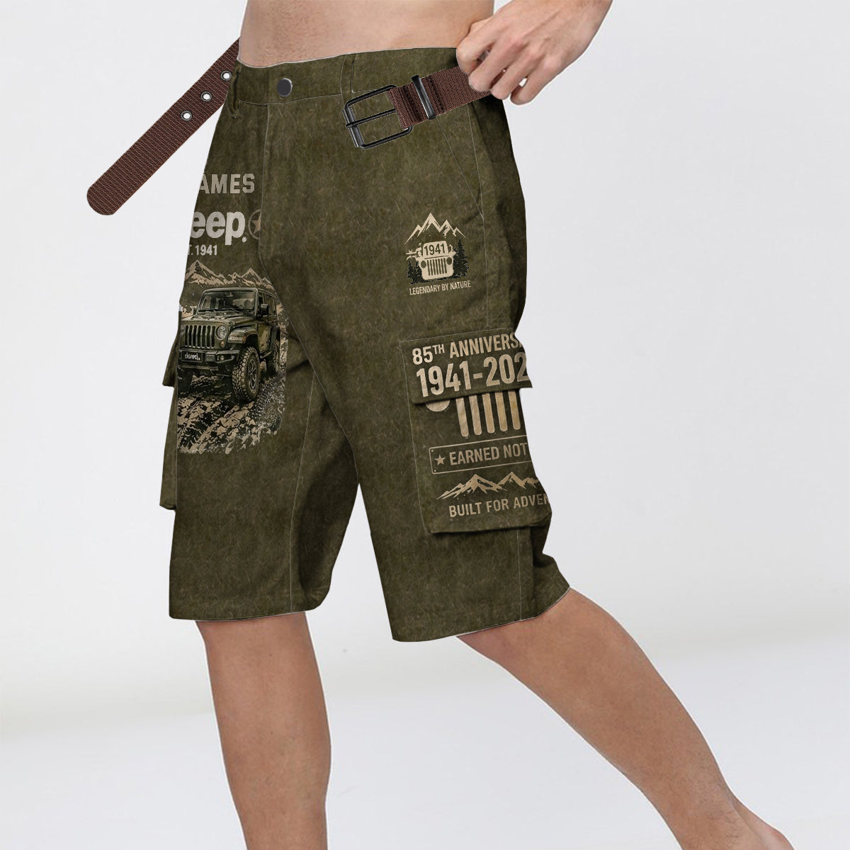 Jeep 85th Anniversary - Personalized Car Cargo Shorts With Belt