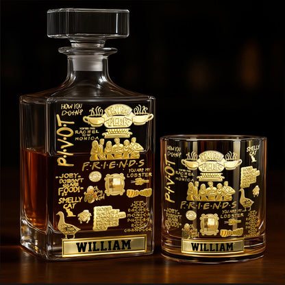 90s Sitcom-Inspired Funny Quote - Personalized Friends Movie Whiskey Decanter Set