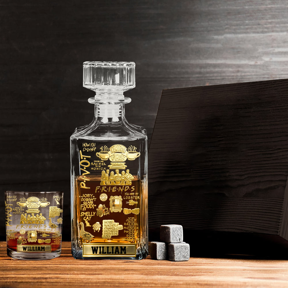 90s Sitcom-Inspired Funny Quote - Personalized Friends Movie Whiskey Decanter Set