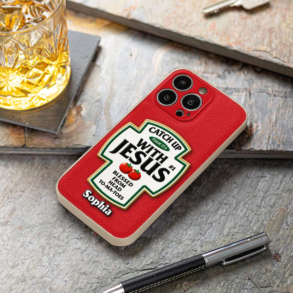 Funny Word Play, Faith In God - Personalized Christian Classic Cap & Leather Phone Case