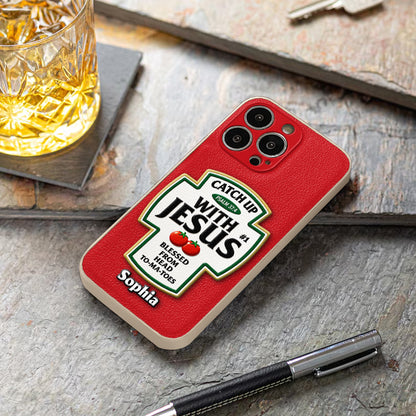 Funny Word Play, Faith In God - Personalized Christian Classic Cap & Leather Phone Case