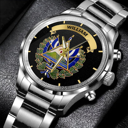 Proud El Salvador - Personalized Expats Hand Watch