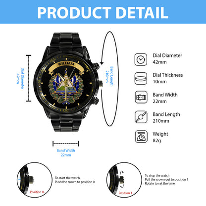 Proud El Salvador - Personalized Expats Hand Watch