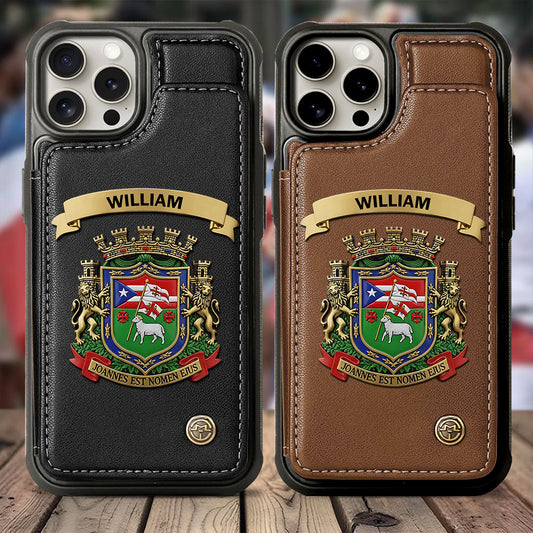 Proud Puerto Rico, Joannes Est Nomen Ejus - Personalized Expats Wallet Phone Case