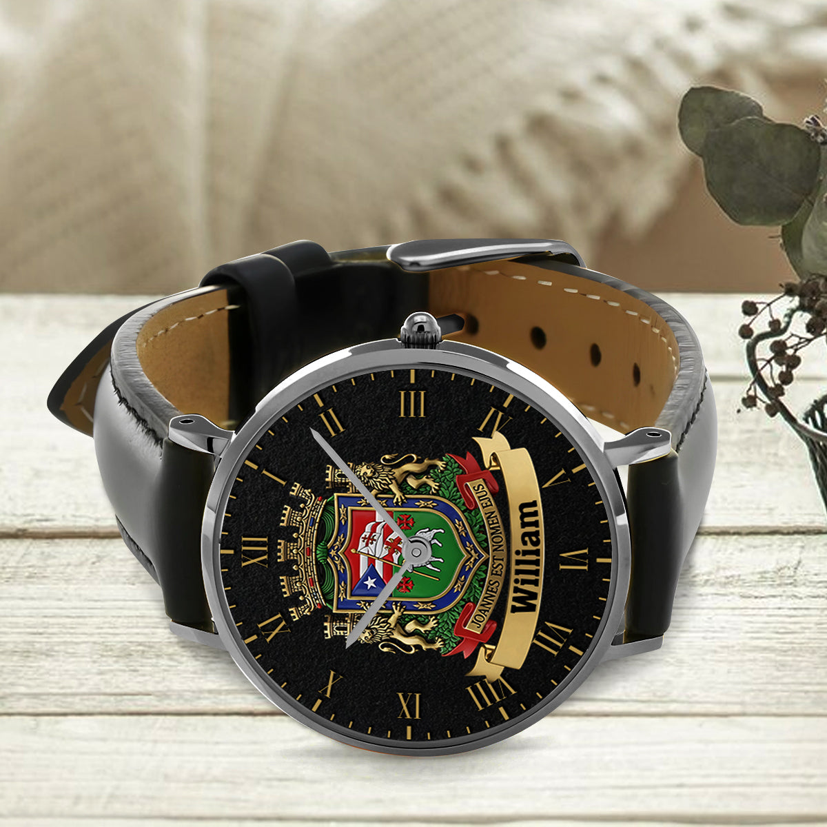 Proud Puerto Rico, Joannes Est Nomen Ejus - Personalized Expats Hand Watch