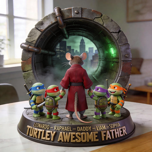 Turtley Awesome Father - Personalized Green Turtles Custom Shaped Acrylic Plaque
