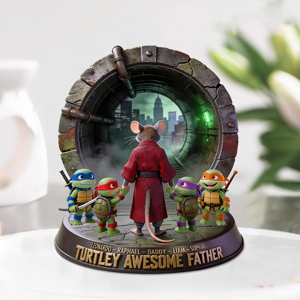 Turtley Awesome Father - Personalized Green Turtles Custom Shaped Acrylic Plaque