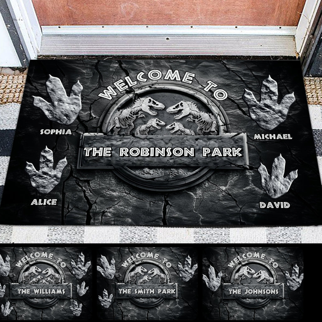 Welcome To Our Dinosaur Park - Personalized Dinosaur Doormat