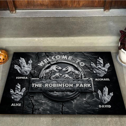 Welcome To Our Dinosaur Park - Personalized Dinosaur Doormat