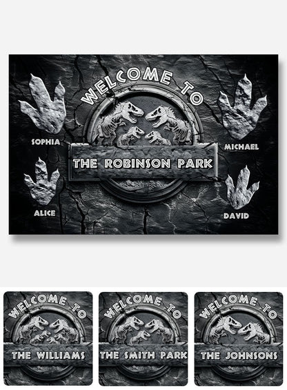Welcome To Our Dinosaur Park - Personalized Dinosaur Doormat