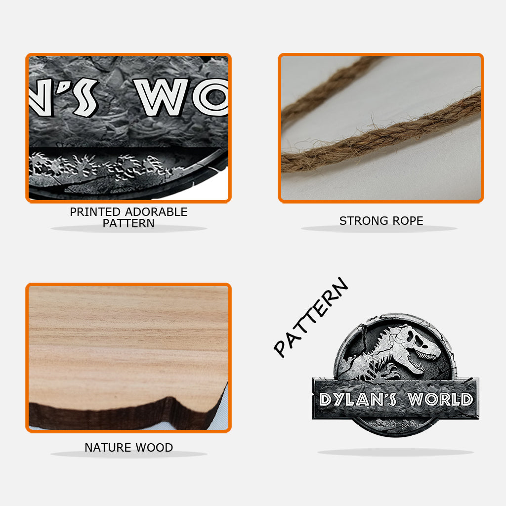 Dinosaur World - Personalized Dinosaur Custom Shaped Wood Sign