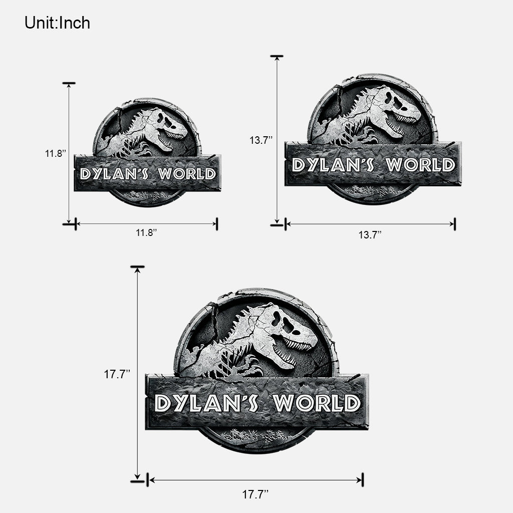Dinosaur World - Personalized Dinosaur Custom Shaped Wood Sign