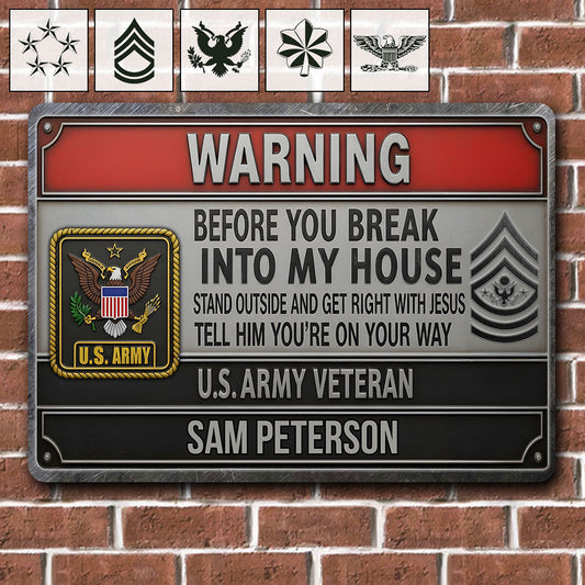 Warning - Personalized Veteran Rectangle Metal Sign