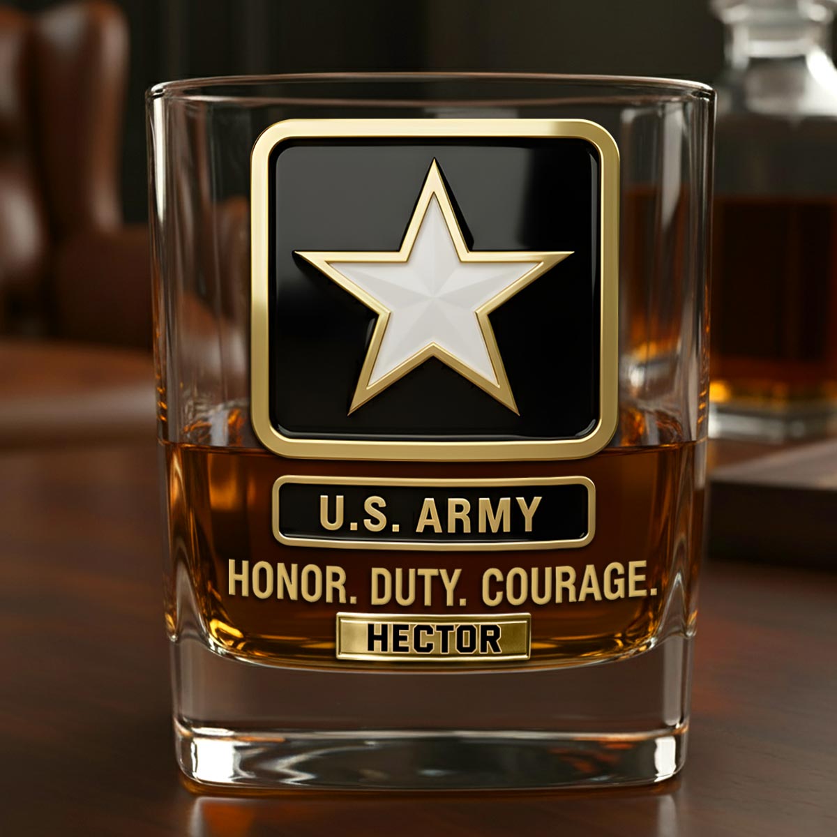 Premium American Pride US Army - Personalized Veteran Whiskey Glass