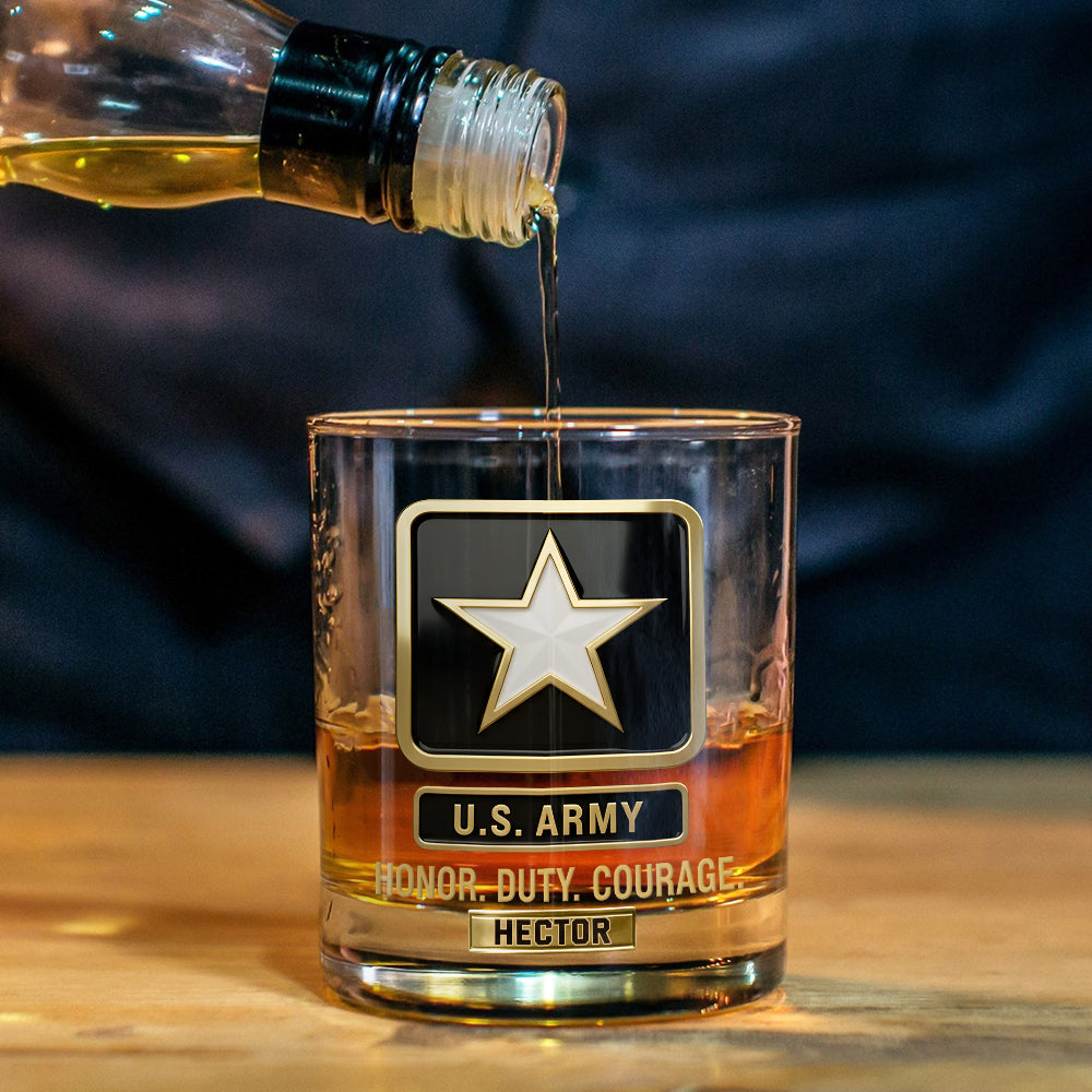 Premium American Pride US Army - Personalized Veteran Whiskey Glass