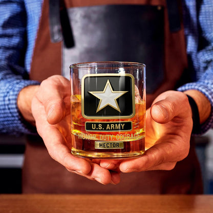 Premium American Pride US Army - Personalized Veteran Whiskey Glass