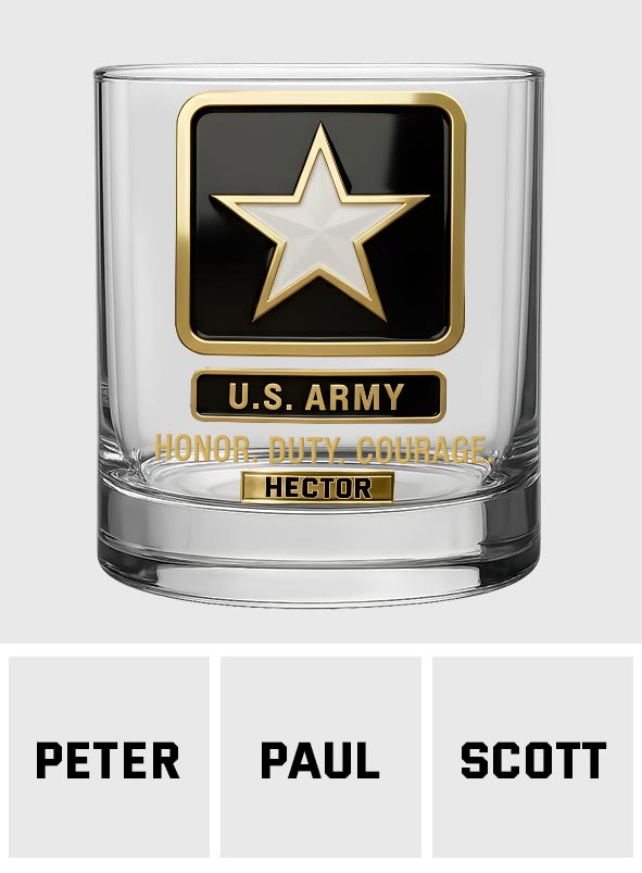 Premium American Pride US Army - Personalized Veteran Whiskey Glass