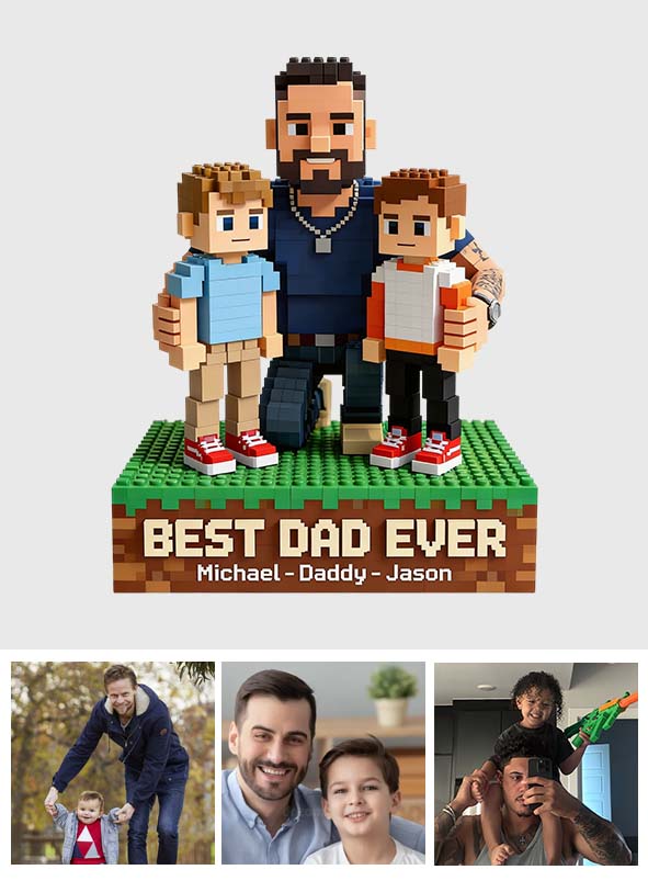 Dadcraft Gift For Block Game Player - Personalized Father Custom Shaped Acrylic Plaque