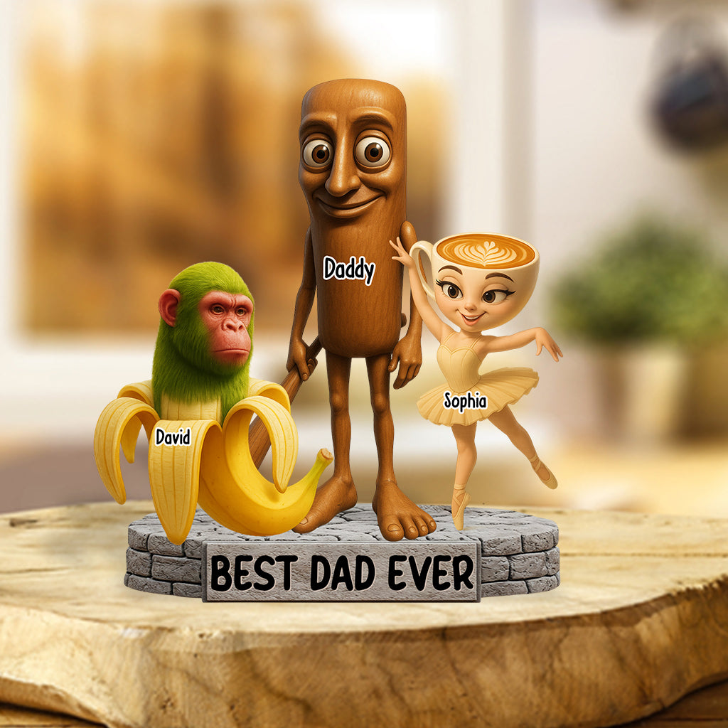 Best Dad Ever - Personalized Tung Tung Tung Sahur Custom Shaped Acrylic Plaque