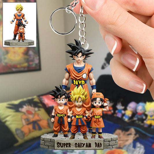 Strong Papa - Personalized Seven Balls Custom Shaped Keychain