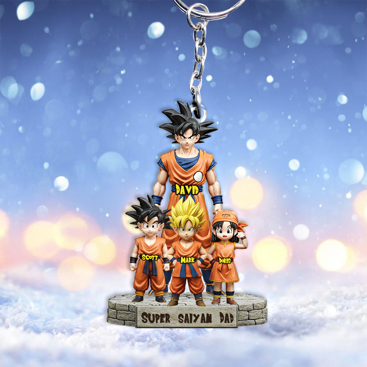 Strong Papa - Personalized Seven Balls Custom Shaped Keychain